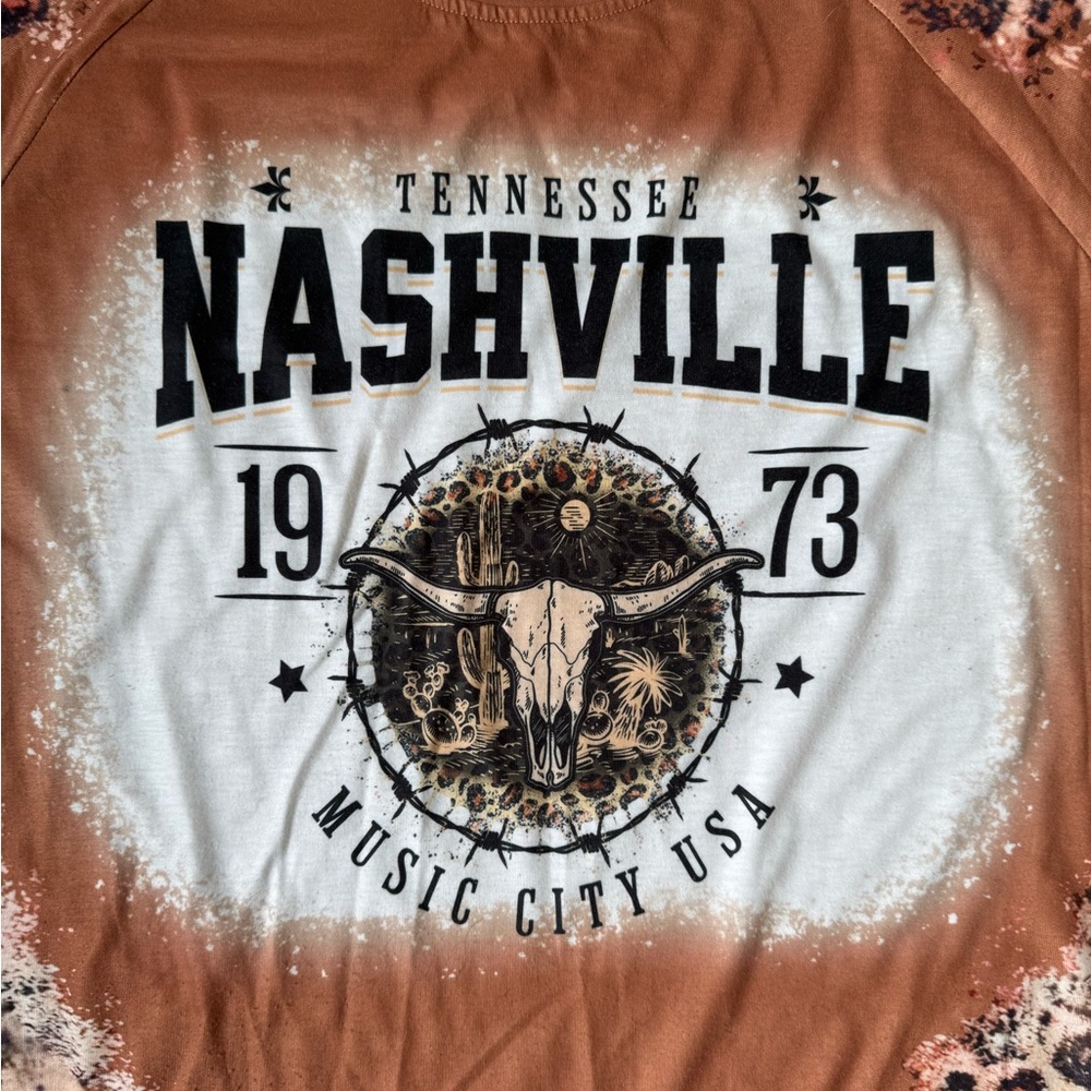 Nashville‎ Graphic Tee - Brown 3X - 3/4 sleeve